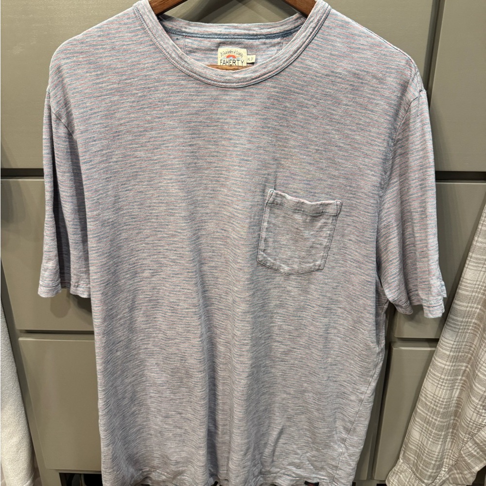 Faherty Light Gray Short Sleeve Tee